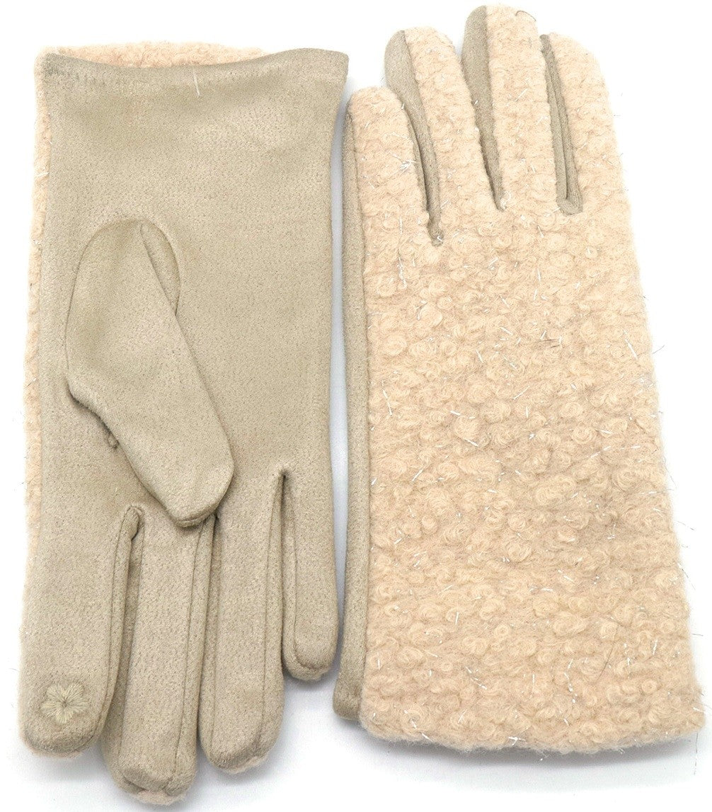 Handschoenen - Teddy - Glitter - Beige