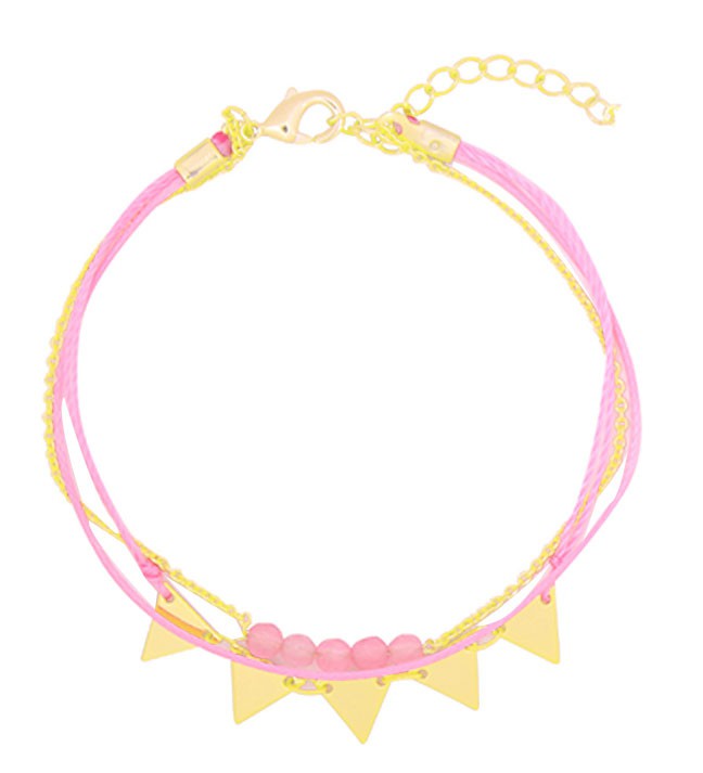 Armband – vergoldet – Glasperlen – 17–21 cm – rosa/goldfarben