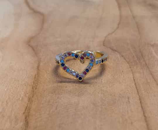 Ring – Edelstahl – Zirkonia – verstellbar – mehrfarbig/goldfarben