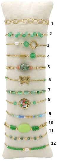 Armband - Stainless Steel - 17 tot 23 cm - Groen/Goudkleurig