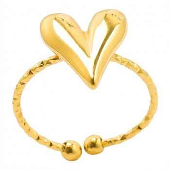 Ring – Edelstahl – Herz – verstellbar – goldfarben