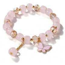 Armband - Perlen - Elastisch - Schmetterling - Rosa