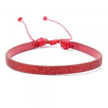 Armband – PU-Leder – Kordelzugverschluss – Glitzer – Rot