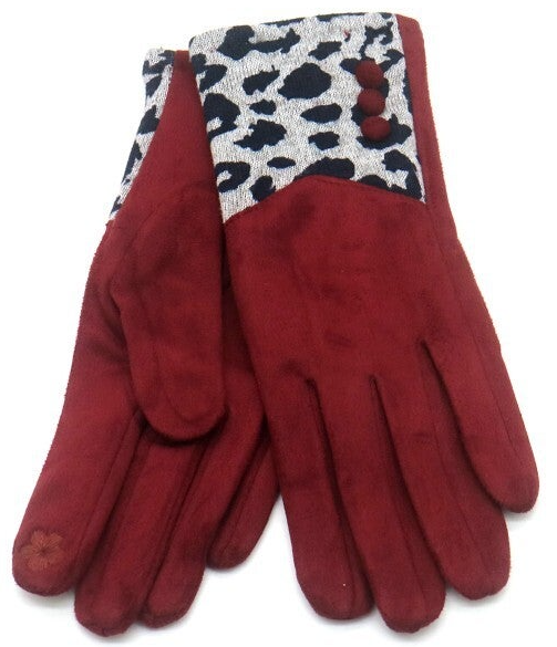 Handschuhe Animal Print Damen Einheitsgröße Touchscreen Spitze Rot