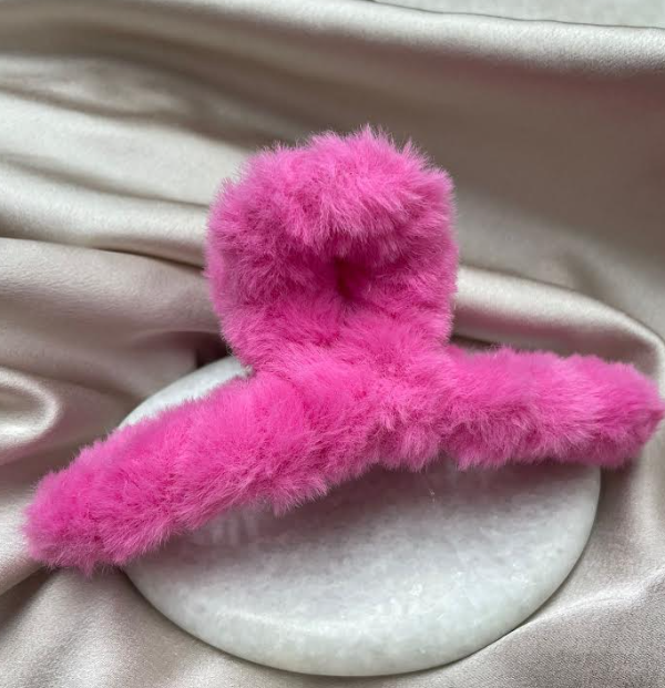 Fluffy Haarklem Roze 12,5cm