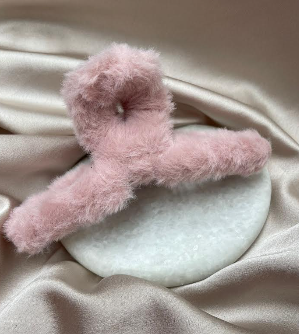 Fluffy Haarklem Oud Roze 12,5cm